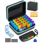 FRIWOLE Monthly Pill Organizer 2 Times a Day, with Weekly Pill Bag, Portable Hard Shell, Pill Cutter, Plastic Opening Pick, Monthly & Weekly Stickers, Convenient Medication Management and Tracking