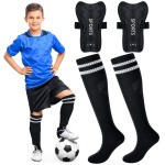 Syhood Soccer Shin Guards and Socks for Toddler Kids Youth, Lightweight Soccer Shin Pads Protective Defender Gear for 3-5, 5-10, 10-15 Years Old Children Teen Boys Girls Sports Game(L Size,Black)