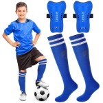 Syhood Soccer Shin Guards and Socks for Toddler Kids Youth, Lightweight Soccer Shin Pads Protective Defender Gear for 3-5, 5-10, 10-15 Years Old Children Teen Boys Girls Sports Game(L Size,Blue)