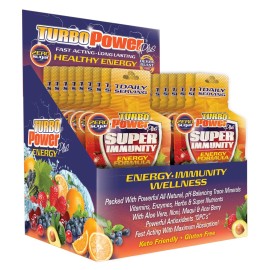 Turbo Power Plus Immune Support 1 Oz. Energy Formula: 17 Powerful Antioxidants, 47 Vitamins, Enzymes, Vitamin D3, Vitamin A, Vitamin C, Zinc, and All-Natural pH-Balancing Trace Minerals