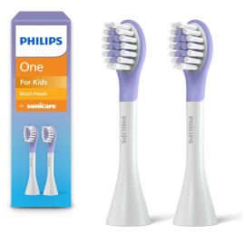 Philips One for Kids by Sonicare Replacement Brush Heads, Purple, for Kids Age 3+, 2 Pack, Model BH1022/30