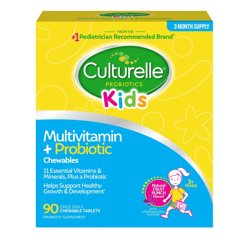 Culturelle Kids Complete Chewable Multivitamin + Probiotic For Kids, Ages 3+, 90 Count, Digestive Health, Oral Health & Immune Support - With 11 Vitamins & Minerals, including Vitamin C, D3 & Zinc