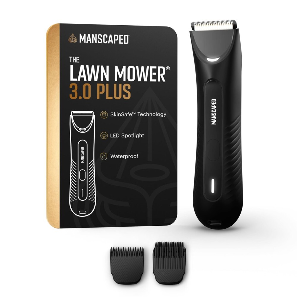 MANSCAPED The Lawn Mower 3.0 Plus Groin & Body Hair Trimmer - Updated SkinSafe Trimmer Blade, Waterproof Wet/Dry Groomer, USB-C Rechargeable, Mens Wireless Ball Shaver, Tuxedo Black