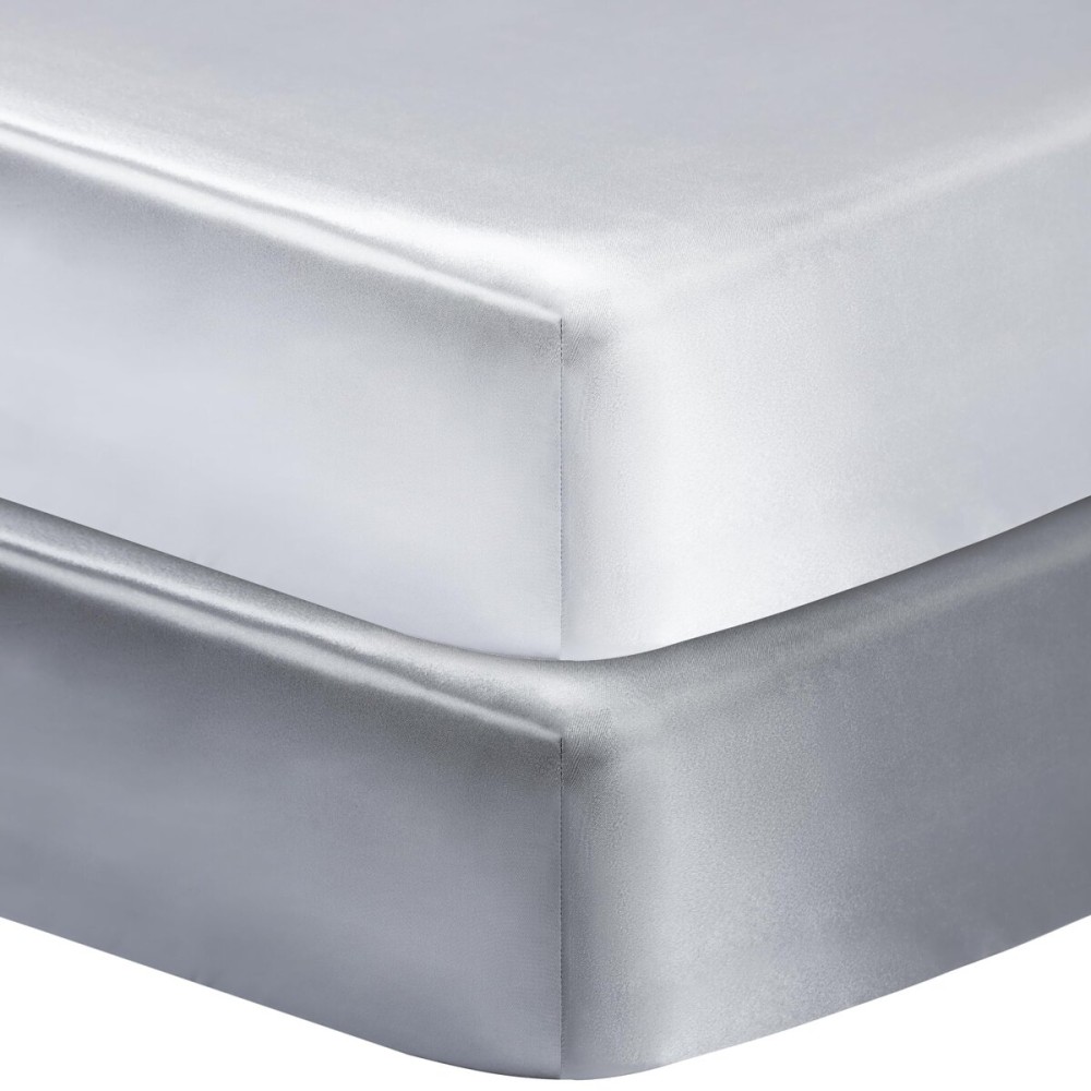 GUNTAIL 2 Pack Silk Crib Sheets for Baby with Sensitive Hair Satin Baby Mattress Sheet Boys and Girls Unisex 52x28x8 Fitted Sheets