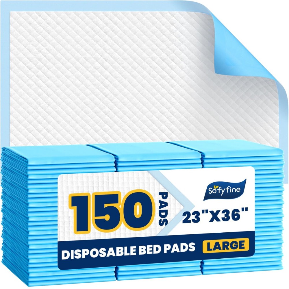 150 Count Disposable Beds Pads,23x36 Waterproof Adults Incontinence Chucks Underpads,Absorbent Leakproof Pee Pads for Kids,Elderly,Extra Large Dog Puppy Training Pad, Baby Changing Liner