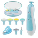 OTTOLIVES Baby Nail Trimmer Electric Newborn Toddler, Safe Baby Nail Clippers Set with Light and 6 Replacement Heads, Baby Nail File Trim Polish Toes Fingernails Care Infant Essentials (Blue)