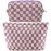 ZLFSRQ 2Pcs Checkered Makeup Bag for Women Large Small Checkered Cosmetic Bag Set Aesthetic Preppy Pencil Case Cute Pencil Pouch Purple Makeup Pouch for Purse Travel Toiletry Bags Zipper Skincare Bags