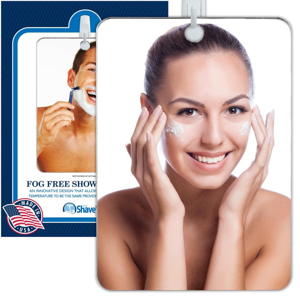 Shave Well XL Anti-Fog Shaving Mirror | X-Large Fogless Hanging Bathroom Shower Mirror with Handheld Option for Men and Women | Includes Long-Lasting Removable Adhesive Hook for Wall