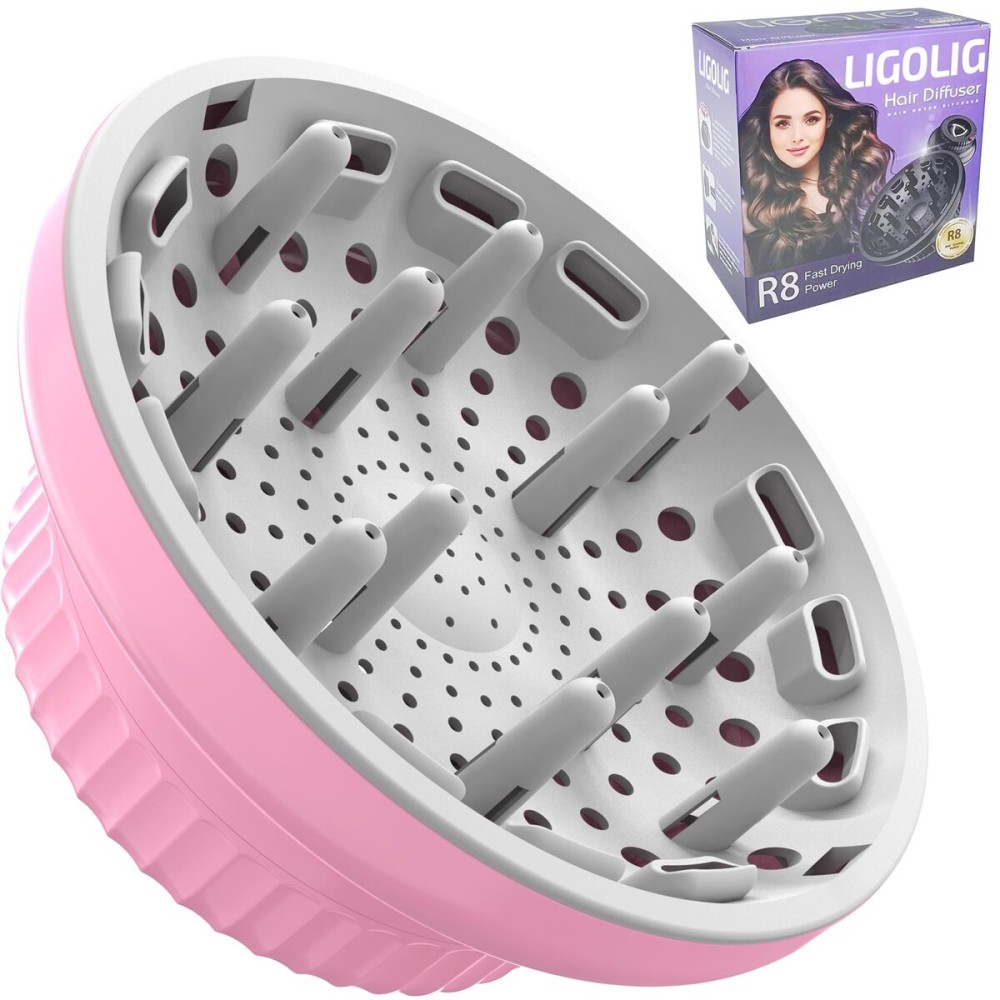 Hair Dryer Diffuser for Curly and Natural Wavy Hair,Universal Hair Diffuser,Hair Dryer Diffuser Attachment (Pink)