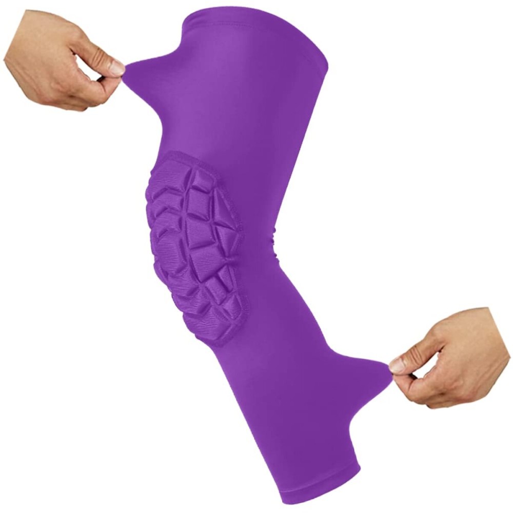Knee Pads Compression Leg Sleeve Knee Sleeve for All Sports Wrestling Protector Gear, Youth & Adult Sizes, 1 Pair of Knee Paded(Purple_XS_2 Pack)
