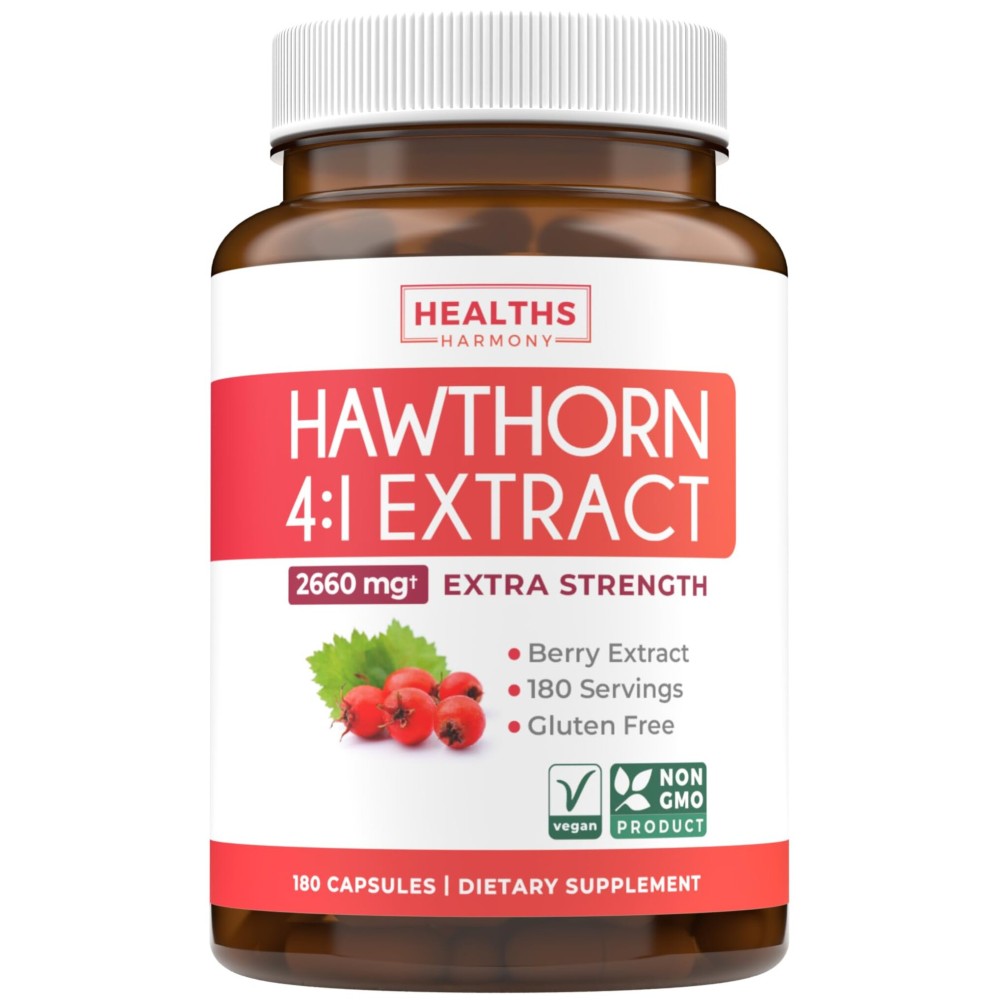 Super Potent Hawthorn Berry Extract Capsules - Hawthorn Berry Supplement Made from Extra Strength Concentrate to Support Heart and Digestive Health - Vegan Non-GMO & Gluten Free (6 Month Supply)