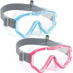 Vvinca Swim-Goggles with Nose Cover, 2 Packs Elastic Fabric Strap Snorkel Swim Mask Anti Fog UV No Pull Hair for Kids 3-14