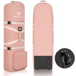 DAREKUKU Soft Golf Travel Bags with Stabilizing Straps, 900D Heavy Duty Oxford Wear Resistant, Golf Travel Covers for Airlines with Extra Storage Pocket, Upgraded Rubber Wheels, Handle Style (Pink)