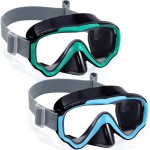 Vvinca Swim-Goggles with Nose Cover, 2 Packs Elastic Fabric Strap Snorkel Swim Mask Anti Fog UV No Pull Hair for Kids 3-14