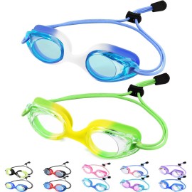 Vvinca Kids Swim Goggles with Bungee Strap No Leaking Anti Fog Toddler Goggles with Quick Adjust Ages 3-14