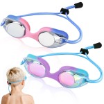 Vvinca Kids Swim Goggles with Bungee Strap No Leaking Anti Fog Toddler Goggles with Quick Adjust Ages 3-14