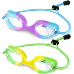 Vvinca Kids Swim Goggles with Bungee Strap No Leaking Anti Fog Toddler Goggles with Quick Adjust Ages 3-14