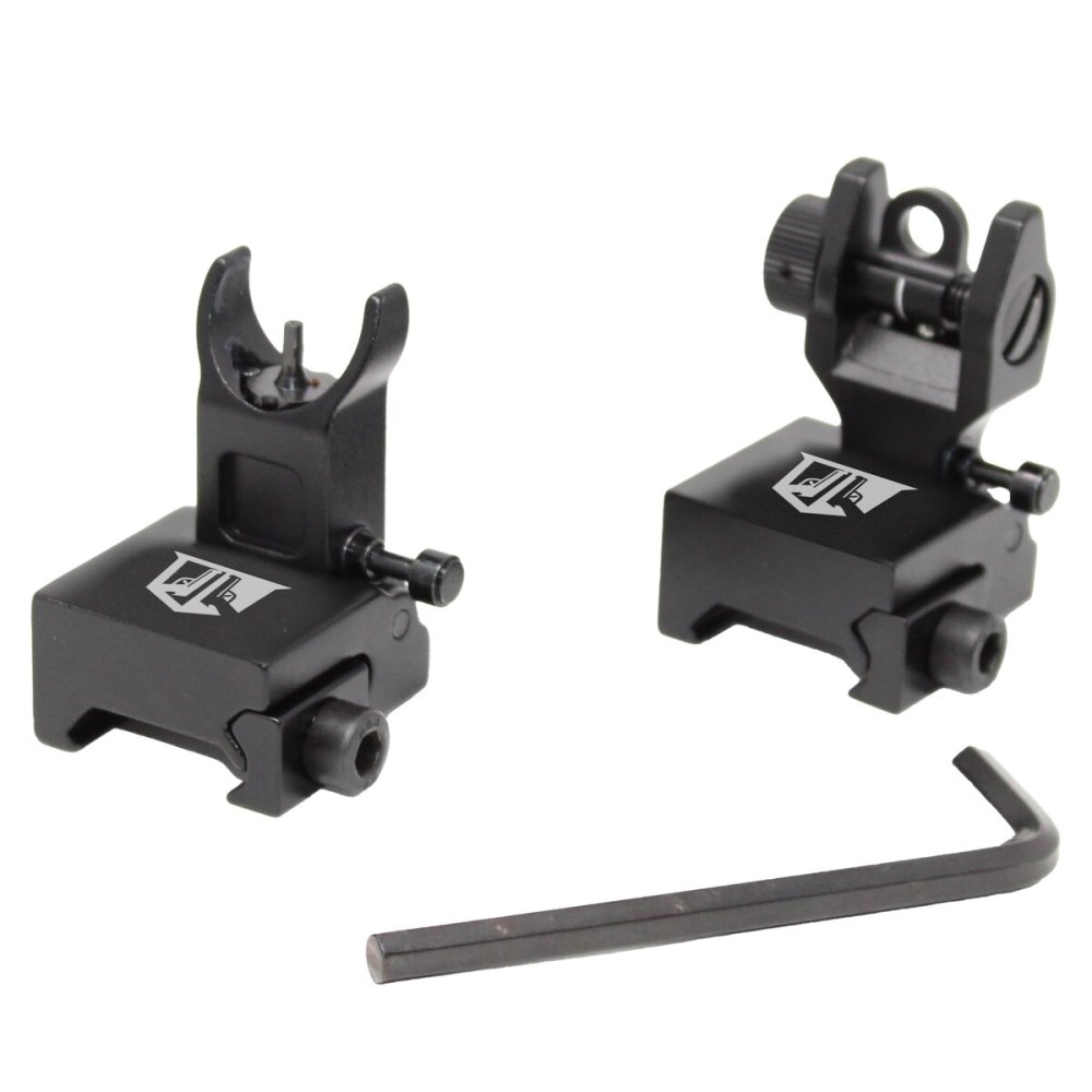 Ozark Armament HK Battle Flip Up Sights - Backup Iron Sights - Picatinny Gun Sights for Rifles & Shotguns - Back Up Iron Sights for Picatinny & Weaver Rails - Aircraft Grade Aluminum Rifle Sights