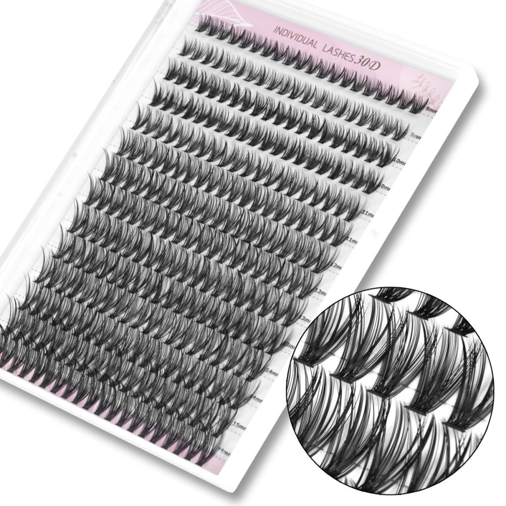 FinyDreamy 30D Lash Clusters 280pcs Individual Lashes 8-16mm Mix Lengths Volume Cluster Lashes C Curl 0.07mm Thickness Eyelash Individual Cluster Lashes And Apply Under Your Lashes (30D 8-16mm)