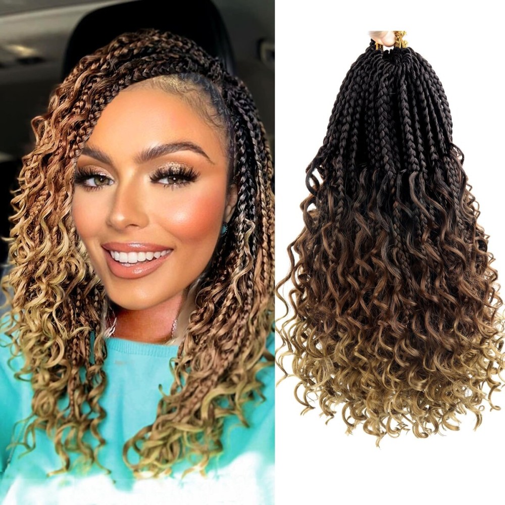 Goddess Box Braids Crochet Hair With Curly Ends 8 Inch Bohomian Box Braids Crochet Braids 8 Packs 3X Crochet Braids Synthetic Braiding Hair Extension for Black Women (8 Inch (Pack of 8), 4-30-27)