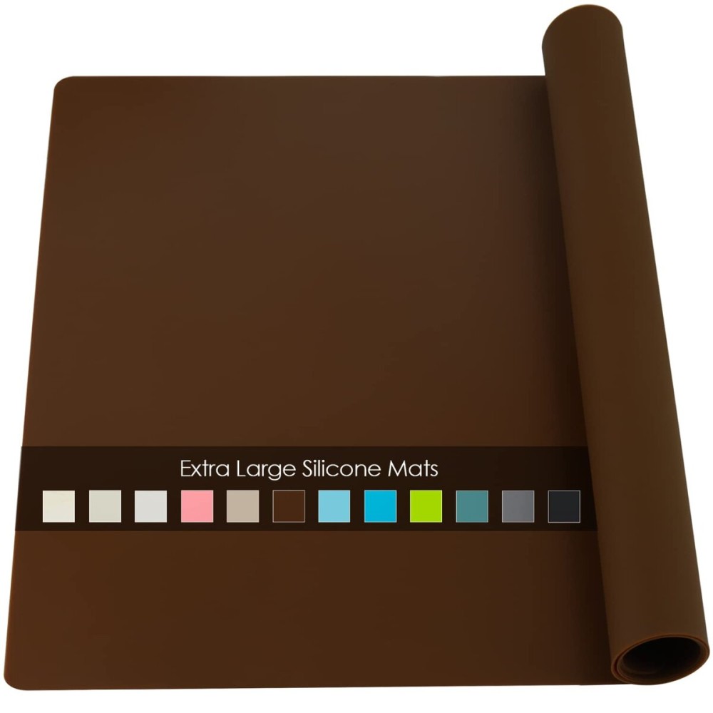 Extra Large Silicone Mat, Kitchen Counter Mat Placemats for Kids Silicone Mats for Countertop, Nonstick Silicone Table Mat for Baking Pastry Crafts Heat-Resistant Silicone Pad, 27.6\'\' x 19.7\'\', Coffee