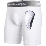 COOLOMG Mens Compression Underwear with Protective Athletic Cup Sliding Shorts Baseball Football Lacrosse Field Hockey White XL