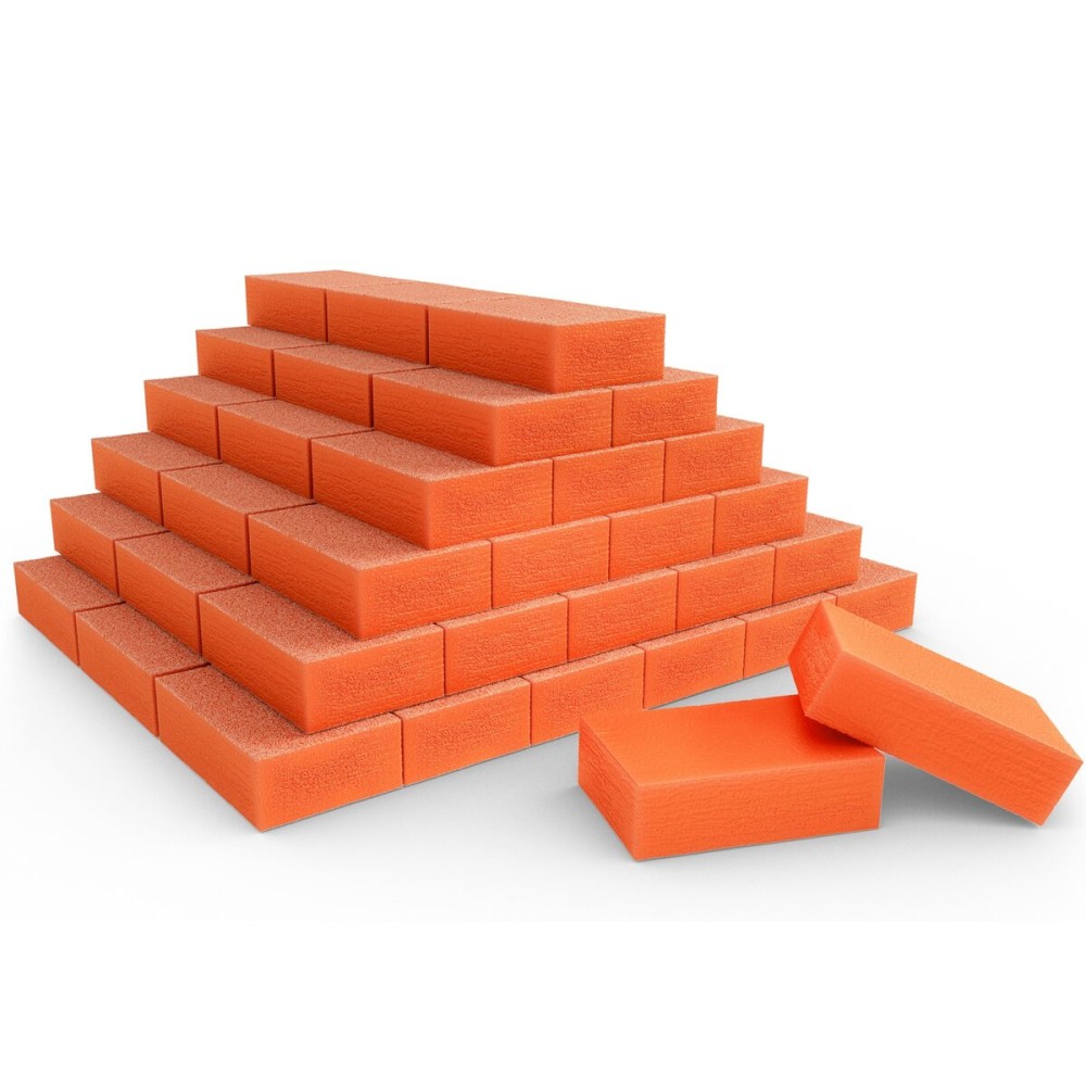 Moray Mini Nail Buffer Blocks - 180/240 Grit Professional Salon Orange Buffers - Buff Nails Prior to Application of Gel Polish, 50 Count