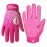 HANDLANDY Youth Football Gloves, Sticky Wide Receiver Gloves for Kids, White and Gold Stretch Fit Football Glove (Pink and White, X-Large)