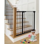 COMOMY 36 Extra Tall Baby Gate for Stairs Doorways, Fits Openings 29.5 to 40.6 Wide, Auto Close Sturdy Safety Dog Gate for House, Pressure Mounted Easy Walk Through Pet Gate with Door, Black