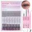 Geeneiya Lash Clusters Kit Individual Lash Extension Kit DIY Multi-type D Curl Cluster Eyelash Extension Kit with Bottom Lashes, Waterproof Lash Bond and Seal Glue, Lash Tweezers (30D, 480PCS)