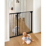 COMOMY 36 Extra Tall Baby Gate for Stairs Doorways, Fits Openings 29.5 to 43.3 Wide, Auto Close Sturdy Safety Dog Gate for House, Pressure Mounted Easy Walk Through Pet Gate with Door, Black