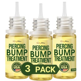 BodyJ4You Piercing Keloid Bump Removal - Natural Oil Piercing Bump Treatment - Nose Septum Belly Ear Cleaner Soothing Skin Recovery Solution - Safe Care New Piercing Reduce Scars - 3 x 0.33 Fl Oz
