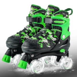 Adjustable Roller Skates for Boy & Youth, Kids Roller Skates with All Light up Wheels for Indoor Outdoor Sports