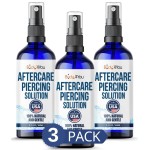 BodyJ4You Piercing Aftercare Spray - Saline Solution Natural Keloid Bump Removal - Ear Piercing Cleaner Nose Septum Belly Button Cartilage - Sea Salt Aloe Vera Rosemary - Fine Mist 3 x 2 Fl Oz