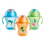 Tommee Tippee Trainer Sippee Cup, 7m+, 8oz, Pack of 3 Non-Spill Trainer Cups for Toddlers, Blue, Orange and Green, with Bite-Resistant Spout and Easy-Hold Handles, Travel Friendly and BPA Free