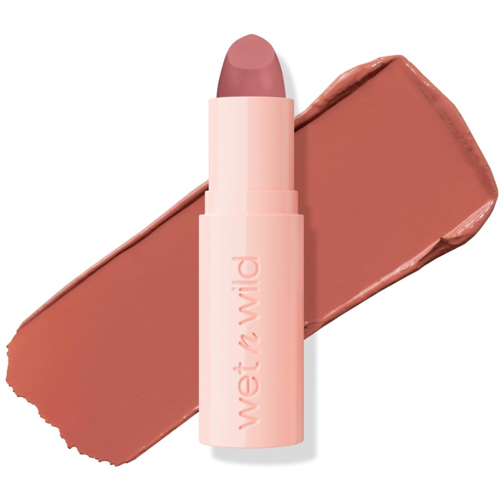 wet n wild Mega Last Rich Satin Lip Color, Rich Creamy Color with Satin Finish, Infused with Vitamin E & Moisturizing Argan Oil, Lightweight, Silky-Smooth, Vegan & Cruelty-Free - Hush Lil\' Beige