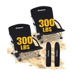 KingCamp Low Beach Chairs 2 Pack, Folding Portable Chair for Adults Lightweight Extra Wide Ergonomic Seat 300lbs Heavy Duty Oversized Backpack Gear with Carry Bag for Outdoor Lawn Camping Picnic