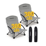 KingCamp Low Beach Chairs 2 Pack, Folding Portable Chair for Adults Lightweight Extra Wide Ergonomic Seat 300lbs Heavy Duty Oversized Backpack Gear with Carry Bag for Outdoor Lawn Camping Picnic