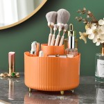 Anyoifax 360 Rotating Makeup Brush Holder Organizer, Make up Brushes Cup for Vanity, 5 Slot Spinning Makeup Organizers for Cosmetics, Lipstick, Pen, Orange
