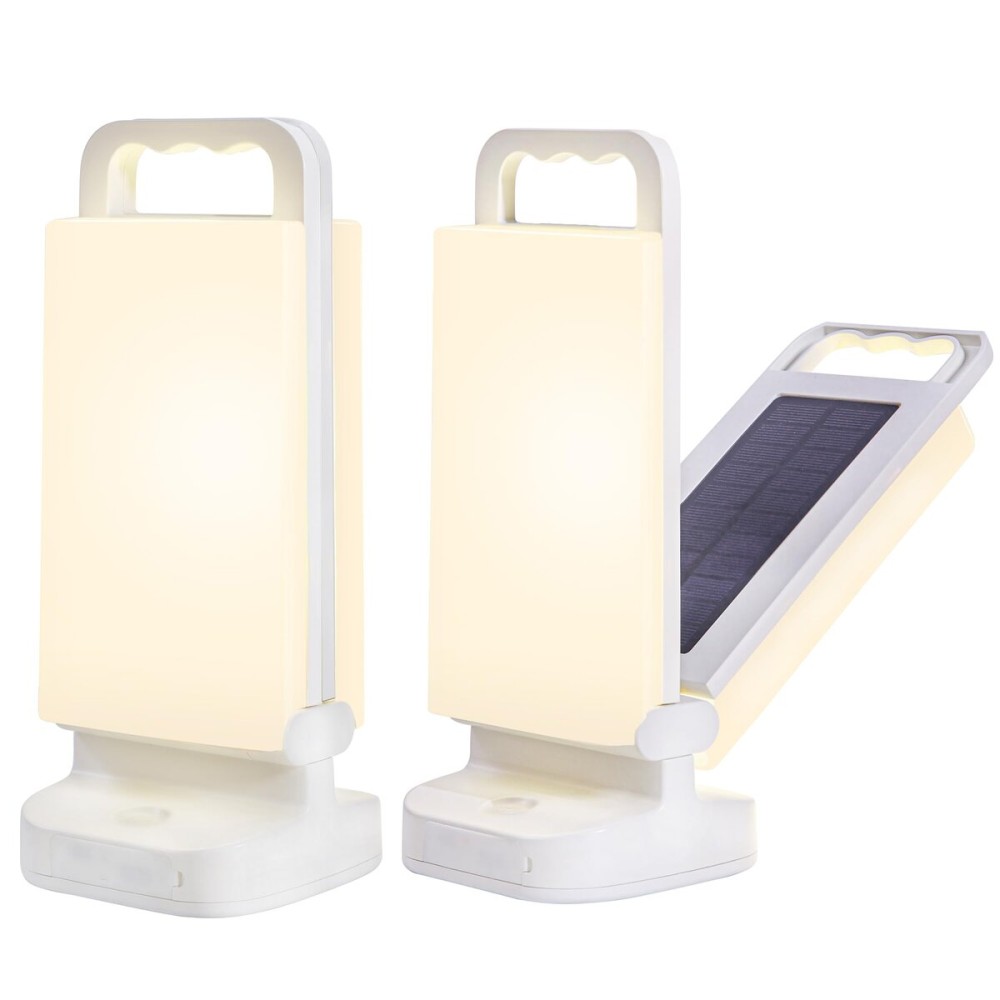 Solar Camping Lantern 6000mAh 2 Pack, USB Rechargeable Camping Light & Power Supply, Dimmable LED Night Lamp with Up to 80Hrs Runtime, Survival Gear for Emergency, Hurricane, Hiking & Outdoor, Indoor