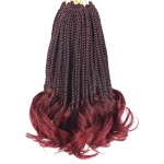 Burgundy Crochet Hair for Black Women 10 Inch 7 Packs French Curl Crochet Braids with Curly Ends Short Pre Looped Goddess Box Braids (Tbug)