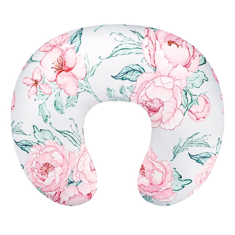 Nursing Pillow Cover for Baby Girl and Boy, Ultra Soft Comfortable Stretchy Removable Slipcover for Newborn Breastfeeding Pillows, Pink Flower