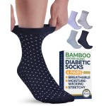 Pembrook Ankle Diabetic Socks for Women & Men - 4 Pairs Bamboo Viscose Smooth Toe Seams, Non Binding, Moisture-Wicking, Wide Top Diabetic Ankle Socks for Women, Gray, Navy, Lilac, Aqua