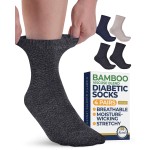 Pembrook Ankle Diabetic Socks for Women & Men - 4 Pairs Bamboo Viscose Smooth Toe Seams, Non Binding, Moisture-Wicking, Wide Top Loose Socks, Quarter Length, Zigzag (Black, Navy, Tan, Dark Gray)