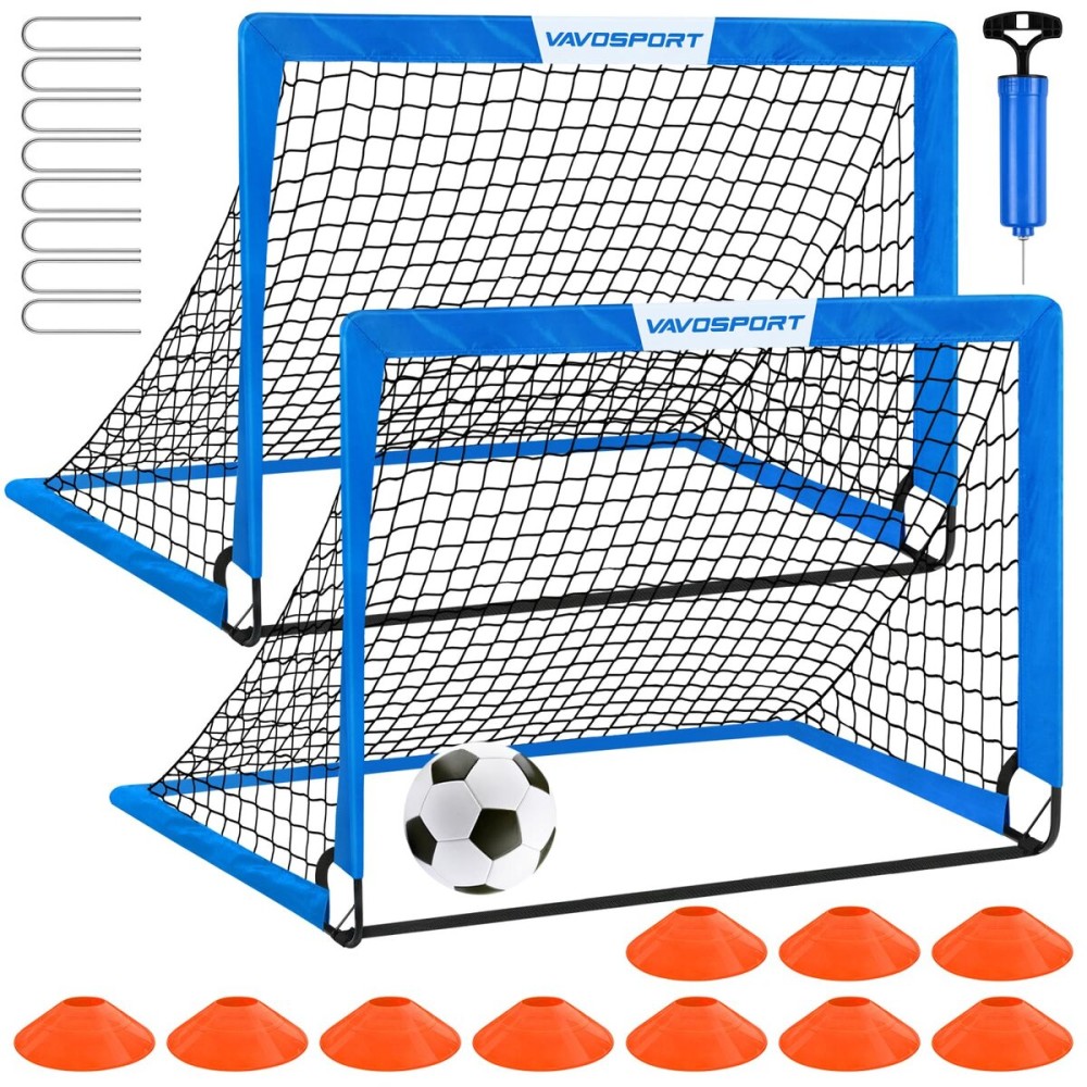 Kids Soccer Goals for Backyard Set - 2 of 4\' x 3\' Portable Soccer Goal Training Equipment, Pop Up Toddler Soccer Net with Soccer Ball, Soccer Set for Kids and Youth Games, Sports