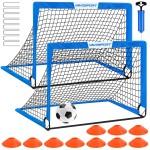 Kids Soccer Goals for Backyard Set - 2 of 4\' x 3\' Portable Soccer Goal Training Equipment, Pop Up Toddler Soccer Net with Soccer Ball, Soccer Set for Kids and Youth Games, Sports
