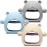 Chumia 3 Pack Teething Toys for Babies 0-6 Months Silicone Hand Teethers Baby Anti Dropping Hand Pacifiers Infant Chew Toys for Sucking Needs(Beige, Gray, Blue)