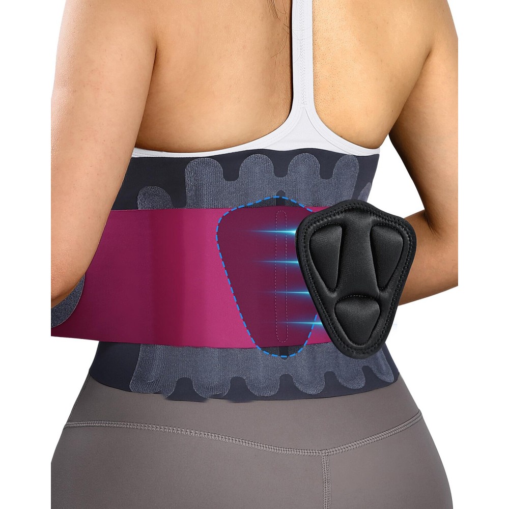 Fitomo 0.5mm Ultra Thin Back Brace for Women Men, 3D Lumbar Pad, Seamless Yoga Fabric, Lightweight Back Brace for Lower Back Pain Relief, Sciatica, Posture, Lifting, Wearg Under Clothes, Rose, XL