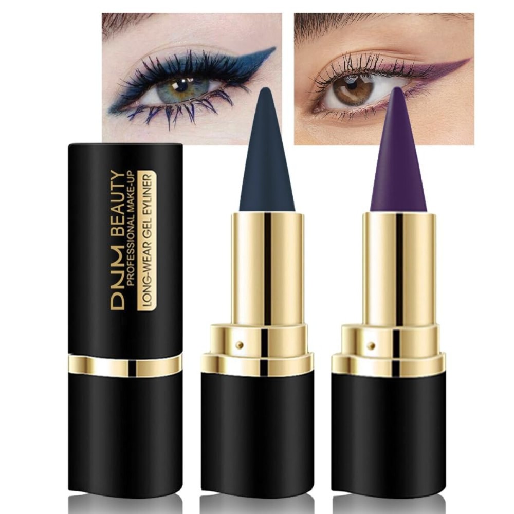 evpct 2Pcs Dark Blue Purple Gel Eyeliner Pencils Eye Black Face Paint Stick Lipstick Halloween Makeup Set Waterproof Smudge Proof Eyeliner Pen Crayon Smokey Eye delineador de ojos contra el agua