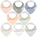 KeaBabies 8-Pack Organic Baby Bandana Bibs for Girls - Super Absorbent Triangle Baby Bibs for Drooling and Teething Infant, 100% Cotton Extra Soft for Newborn, Infant 0-36 Months (Fleur)